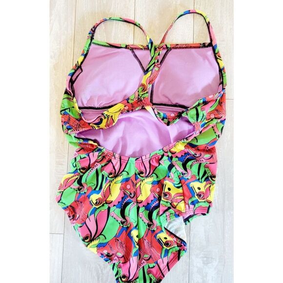 Nike S Women's HydraStrong Racerback Swimsuit Colorful Bulls Bathing Suit - Picture 3 of 8